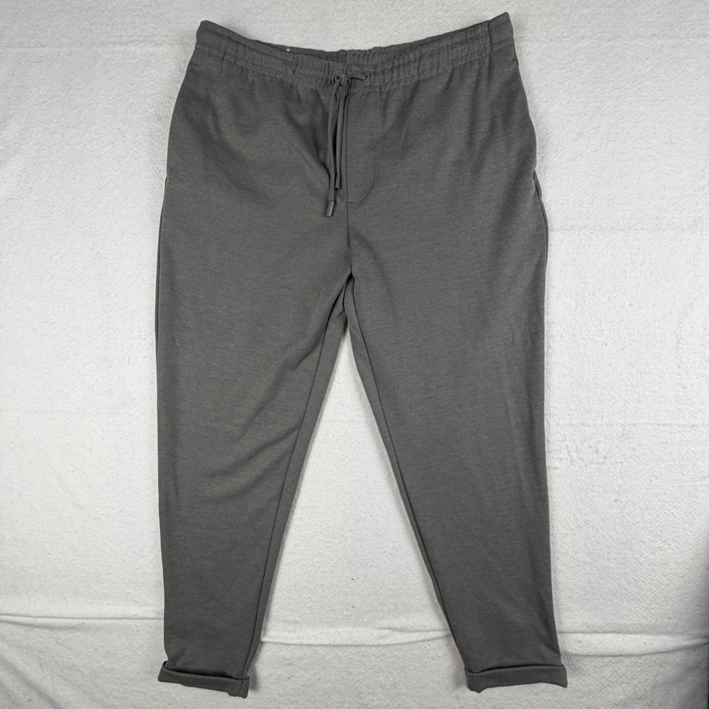 Zara Man Grey Textured Joggers Tapered Drawstring Pants Mens XL
